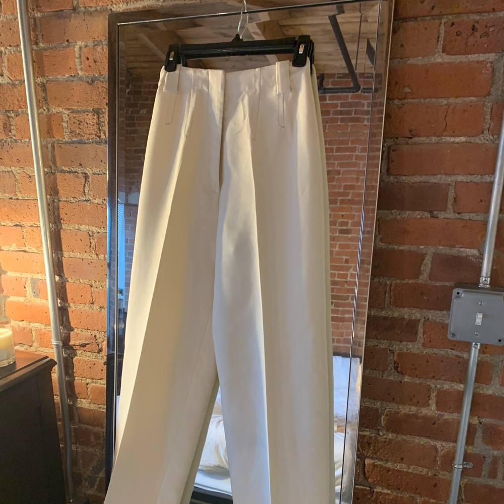 High waisted cream trousers